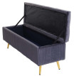 Banc avec espace de rangement HWC-K50 - banc rembourré Banc de garde-robe - velours métal 120x40cm - gris foncé