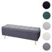 Banc avec espace de rangement HWC-K50 - banc rembourré Banc de garde-robe - velours métal 120x40cm - gris foncé