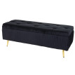 Banc avec espace de rangement HWC-K50 - banc rembourré Coffre de rangement Banc de vestiaire - velours métal 120x40cm - noir