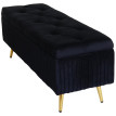 Banc avec espace de rangement HWC-K50 - banc rembourré Coffre de rangement Banc de vestiaire - velours métal 120x40cm - noir