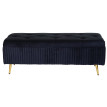 Banc avec espace de rangement HWC-K50 - banc rembourré Coffre de rangement Banc de vestiaire - velours métal 120x40cm - noir