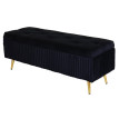 Banc avec espace de rangement HWC-K50 - banc rembourré Coffre de rangement Banc de vestiaire - velours métal 120x40cm - noir