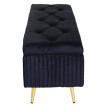 Banc avec espace de rangement HWC-K50 - banc rembourré Coffre de rangement Banc de vestiaire - velours métal 120x40cm - noir