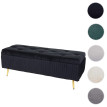 Banc avec espace de rangement HWC-K50 - banc rembourré Coffre de rangement Banc de vestiaire - velours métal 120x40cm - noir