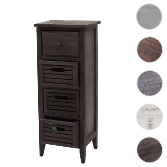 Commode T18 - Armoire à tiroirs - 4 tiroirs - 74x30x25cm Shabby-Look Vintage - gris-brun