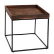 Table d'appoint HWC-K71 - table basse table - certifiée MVG bois de paulownia métal 60x60x60cm - brun foncé