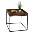 Table d'appoint HWC-K71 - table basse table - certifiée MVG bois de paulownia métal 60x60x60cm - brun foncé
