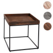 Table d'appoint HWC-K71 - table basse table - certifiée MVG bois de paulownia métal 60x60x60cm - brun foncé