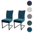 Lot de 2 chaises cantilever HWC-L15 - chaise visiteur chaise de conférence - velours acier époxy - turqoise-bleu