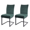 Lot de 2 chaises cantilever HWC-L15 - chaise visiteur chaise de conférence - velours acier époxy - vert