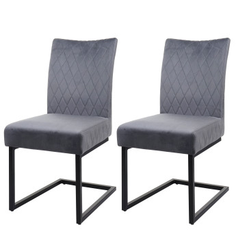 Lot de 2 chaises cantilever HWC-L15 - chaise visiteur chaise de conférence - velours acier époxy - gris foncé