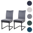 Lot de 2 chaises cantilever HWC-L15 - chaise visiteur chaise de conférence - velours acier époxy - gris foncé