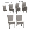 Lot de 2 chaises en poly rotin HWC-G19 - chaise de balcon chaise de jardin - empilable - gris - coussin crème