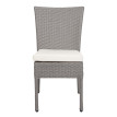 Lot de 2 chaises en poly rotin HWC-G19 - chaise de balcon chaise de jardin - empilable - gris - coussin crème