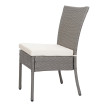 Lot de 2 chaises en poly rotin HWC-G19 - chaise de balcon chaise de jardin - empilable - gris - coussin crème