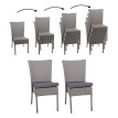 Lot de 2 chaises en poly rotin HWC-G19 chaise de jardin - empilable - gris - coussin gris foncé