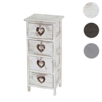 Commode Forli - armoire à tiroirs - 4 tiroirs avec curs 70x29x25cm - look shabby - vintage - gris-bleu
