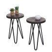 Set de 2 tables d'appoint HWC-A80 - table de nuit table basse - Industrial bois véritable Ø25cm - brun foncé