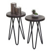 Set de 2 tables d'appoint HWC-A80 - table de nuit table basse - Industrial bois véritable Ø25cm - brun foncé