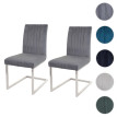 Lot de 2 chaises cantilever HWC-L14 chaise de conférence - velours inox brossé - anthracite-blau
