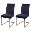 Lot de 2 chaises cantilever HWC-L14 chaise de conférence - velours inox brossé - anthracite-blau