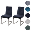 Lot de 2 chaises cantilever HWC-L14 chaise de conférence - velours inox brossé - anthracite-blau