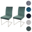 Lot de 2 chaises cantilever HWC-L14 - chaise visiteur chaise de conférence - velours inox brossé - vert