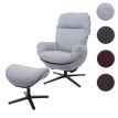 Fauteuil relax + pouf HWC-L12 - Fauteuil TV Fauteuil à bascule Fonction bascule - pivotant - métal tissu/textile - marron