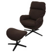 Fauteuil relax + pouf HWC-L12 - Fauteuil TV Fauteuil à bascule Fonction bascule - pivotant - métal tissu/textile - marron