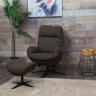Fauteuil relax + pouf HWC-L12 - Fauteuil TV Fauteuil à bascule Fonction bascule - pivotant - métal tissu/textile - marron