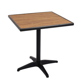 Table de jardin HWC-J95 - table de balcon table de bistrot - gastronomie aluminium aspect bois - noir - teak