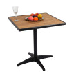 Table de jardin HWC-J95 - table de balcon table de bistrot - gastronomie aluminium aspect bois - noir - teak