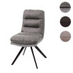 Chaise de salle à manger HWC-G66 pivotante Auto-Position tissu/textile - crème - avec accoudoirs