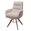 Chaise de salle à manger HWC-G66 pivotante Auto-Position tissu/textile - crème - avec accoudoirs