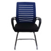Lot de 2 chaises de conférence HWC-K51 piétement luge - charge max. 150 kg tissu/textile - bleu