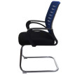 Lot de 2 chaises de conférence HWC-K51 piétement luge - charge max. 150 kg tissu/textile - bleu