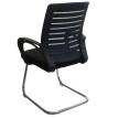 Lot de 2 chaises de conférence HWC-K51 piétement luge - charge max. 150 kg tissu/textile - bleu