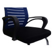 Lot de 2 chaises de conférence HWC-K51 piétement luge - charge max. 150 kg tissu/textile - bleu