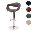 Tabouret de bar HWC-A47b - chaise de bar tabouret de comptoir - design rétro - bois simili cuir - gris-mat