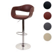 Tabouret de bar HWC-A47b - chaise de bar tabouret de comptoir - design rétro - bois simili cuir - marron