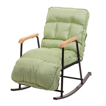 Fauteuil à bascule HWC-K40 Fauteuil relax - fonction couchage métal - tissu/textile vert menthe