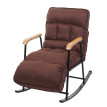 Fauteuil à bascule HWC-K40 - Fauteuil relax - fonction couchage métal - tissu/textile marron foncé