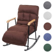 Fauteuil à bascule HWC-K40 - Fauteuil relax - fonction couchage métal - tissu/textile marron foncé