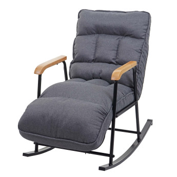 Fauteuil à bascule HWC-K40 Fauteuil relax - fonction couchage métal - tissu/textile gris foncé