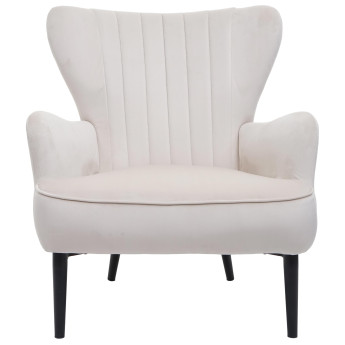Fauteuil Lounge HWC-K37 - Fauteuil Cocktail Fauteuil rembourré - velours - crème - beige