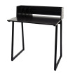 Table console HWC-K69 - table de téléphone - 82x51cm structure 3D - métal MDF - noir