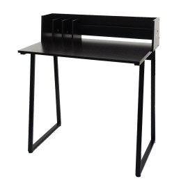 Table console HWC-K69 - table de téléphone - 82x51cm structure 3D - métal MDF - noir