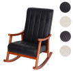Fauteuil à bascule HWC-K10, fauteuil à bascule Fauteuil relax ~ Tissu/Textile crème, piétement marro