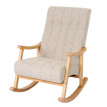 Fauteuil à bascule HWC-K10, fauteuil à bascule Fauteuil relax ~ Tissu/Textile crème, piétement marro