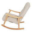 Fauteuil à bascule HWC-K10, fauteuil à bascule Fauteuil relax ~ Tissu/Textile crème, piétement marro